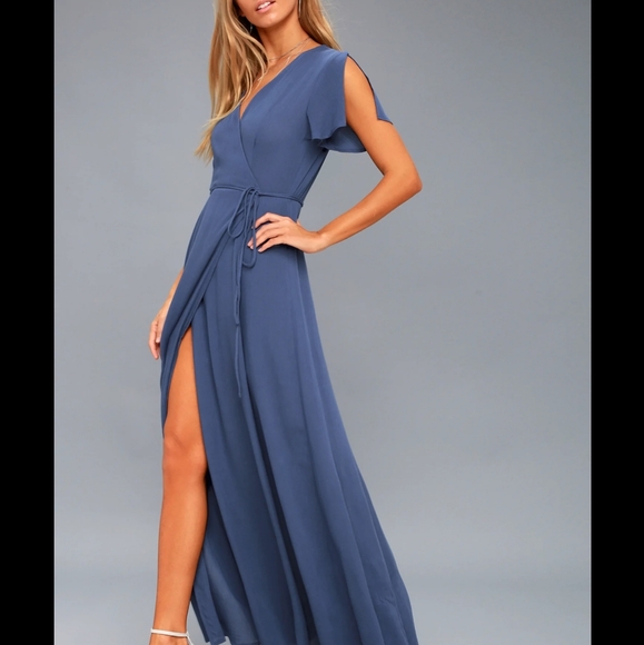 NWOT Heart of Marigold Denim Blue Wrap Maxi Dress - Picture 2 of 3